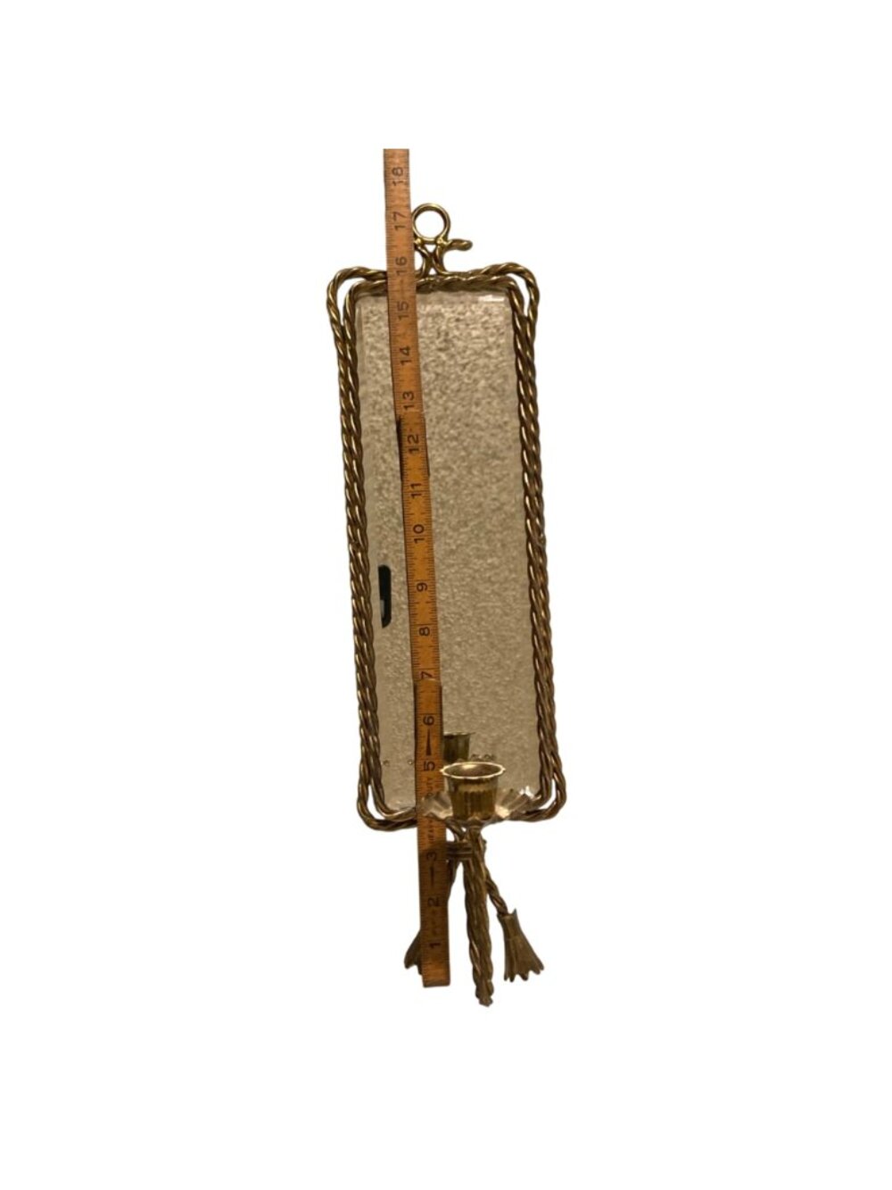 Vintage Hollywood Regency Gold Tone Twisted Rope Mirror Sconces Candle Holders - Picture 5 of 7